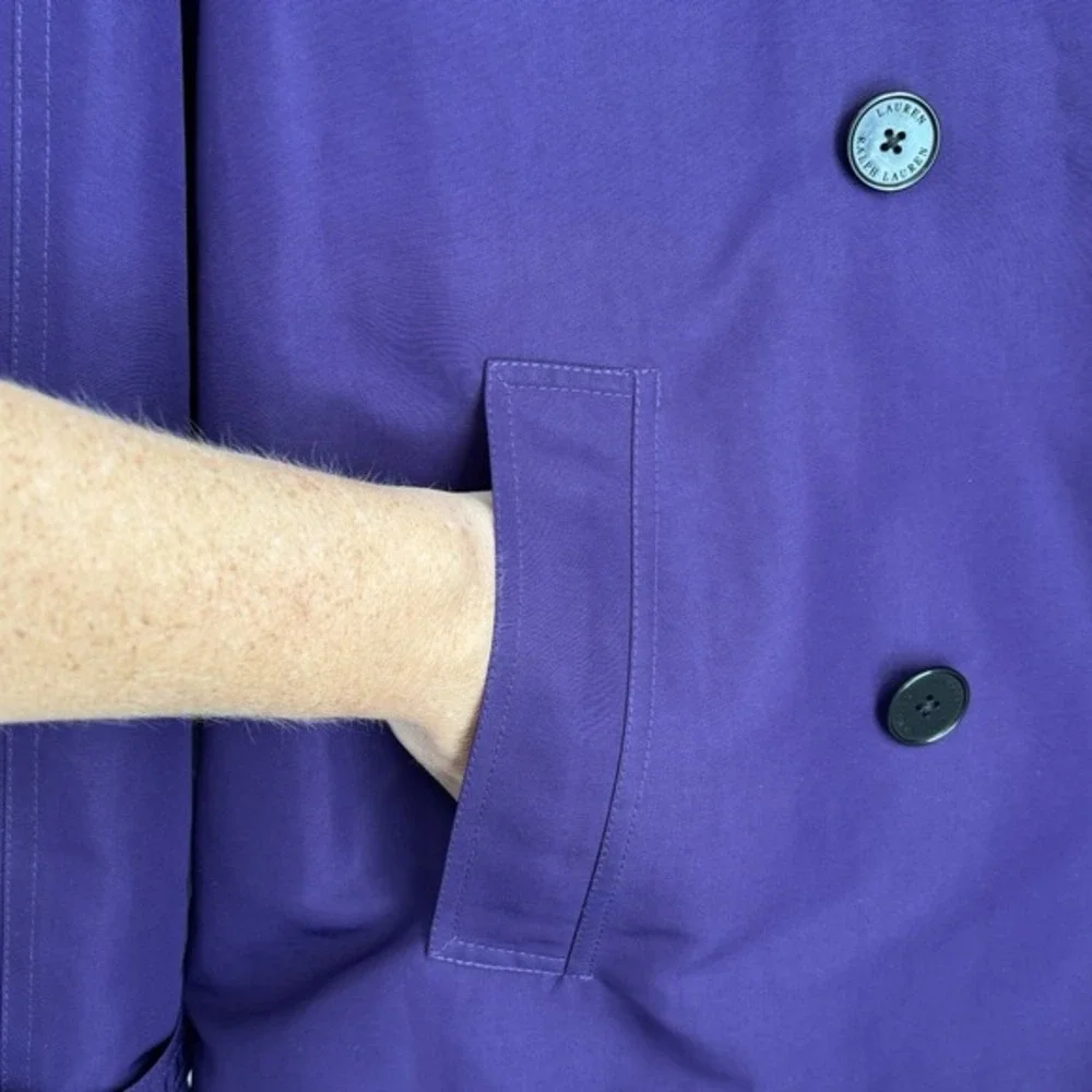 Lauren Ralph Lauren LRL Womens Double Breasted Pea Coat Purple XL‎ Rain Classic - Picture 8 of 13